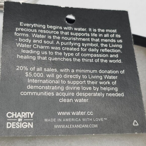 Alex And Ani Silver Living Water Bangle Bracelet With Blue Teardrop Charm - Picture 4 of 5